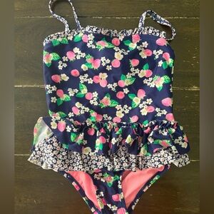 Hula Star Floral Kids Swimsuit - Navy and Pink